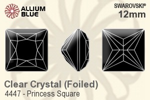 Swarovski Princess Square Fancy Stone (4447) 12mm - Clear Crystal With Platinum Foiling - Click Image to Close