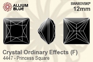 施华洛世奇 Princess 正方形 花式石 (4447) 12mm - 白色（半涂层） 白金水银底
