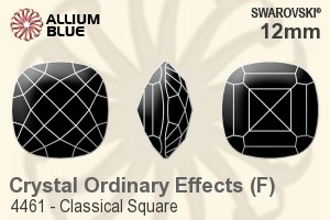 スワロフスキー Classical Square ファンシーストーン (4461) 12mm - クリスタル エフェクト 裏面プラチナフォイル