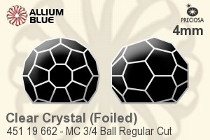 Preciosa プレシオサ MC マシーンカット3/4 Ball Regular Cut ラインストーン (451 19 662) 4mm - クリスタル 裏面アルミニウムフォイル - ウインドウを閉じる