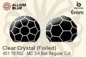 Preciosa MC 3/4 Ball Regular Cut Flat-Back Stone (451 19 662) 6mm - Clear Crystal With Aluminum Foiling