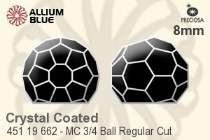 Preciosa プレシオサ MC マシーンカット3/4 Ball Regular Cut ラインストーン (451 19 662) 8mm - クリスタル エフェクト 裏面にホイル無し - ウインドウを閉じる