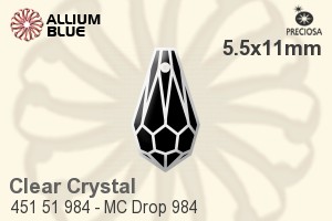 Preciosa MC Drop 984 Pendant (451 51 984) 5.5x11mm - Clear Crystal - Click Image to Close