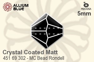 Preciosa MC Bead Rondell (451 69 302) 5mm - Crystal (Coated Matt)
