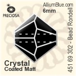Preciosa MC Bead Rondell (451 69 302) 6mm - Crystal (Coated Matt)