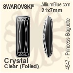Swarovski Princess Baguette Fancy Stone (4547) 21x7mm - Clear Crystal With Platinum Foiling
