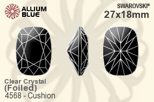 施華洛世奇 Cushion 花式石 (4568) 27x18mm - 透明白色 白金水銀底
