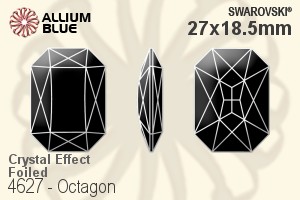 施華洛世奇 Octagon 花式石 (4627) 27x18.5mm - 白色（半塗層） 白金水銀底 - 關閉視窗 >> 可點擊圖片