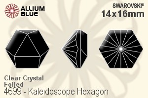 Swarovski Kaleidoscope Hexagon Fancy Stone (4699) 14x16mm - Clear Crystal With Platinum Foiling - Click Image to Close