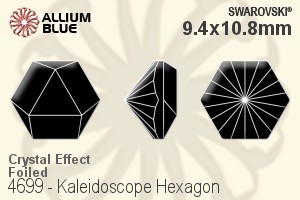 スワロフスキー Kaleidoscope Hexagon ファンシーストーン (4699) 9.4x10.8mm - クリスタル エフェクト 裏面プラチナフォイル - ウインドウを閉じる