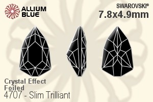 Swarovski Slim Trilliant Fancy Stone (4707) 7.8x4.9mm - Crystal Effect With Platinum Foiling - Click Image to Close