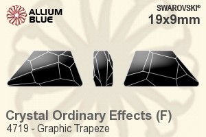 Swarovski Graphic Trapeze Fancy Stone (4719) 19x9mm - Crystal (Ordinary Effects) With Platinum Foiling - Click Image to Close