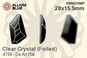 Swarovski De-Art Flat Fancy Stone (4766) 28x15.5mm - Clear Crystal With Platinum Foiling - Haga Click en la Imagen para Cerrar