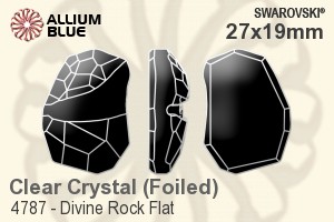 Swarovski Divine Rock Flat Fancy Stone (4787) 27x19mm - Clear Crystal With Platinum Foiling