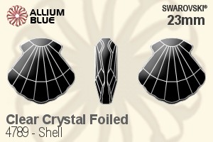 Swarovski Shell Fancy Stone (4789) 23mm - Clear Crystal With Platinum Foiling - Click Image to Close