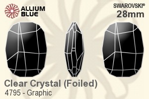 Swarovski Graphic Fancy Stone (4795) 28mm - Clear Crystal With Platinum Foiling