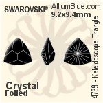 スワロフスキー Kaleidoscope Triangle ファンシーストーン (4799) 9.2x9.4mm - クリスタル 裏面プラチナフォイル