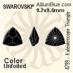 スワロフスキー Kaleidoscope Triangle ファンシーストーン (4799) 9.2x9.4mm - カラー 裏面プラチナフォイル
