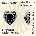 Swarovski Antique Heart Fancy Stone (4831) 8.8x8mm - Color With Platinum Foiling