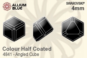 スワロフスキー Angled Cube ファンシーストーン (4841) 4mm - カラー（ハーフ　コーティング） 裏面にホイル無し