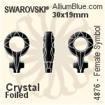 施華洛世奇 Female Symbol 花式石 (4876) 30x19mm - 透明白色 白金水銀底