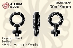 施華洛世奇 Female Symbol 花式石 (4876) 30x19mm - 白色（半塗層） 白金水銀底