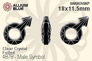 Swarovski Male Symbol Fancy Stone (4878) 18x11.5mm - Clear Crystal With Platinum Foiling