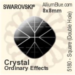 Swarovski Square (Double Hole) Bead (5180) 8x8mm - Crystal (Ordinary Effects)
