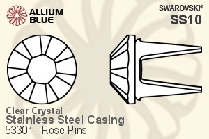 Swarovski Rose Pin (53301), Stainless Steel Casing, With Stones in SS10 - Clear Crystal