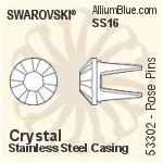 Swarovski Rose Pin (53302), Stainless Steel Casing, With Stones in SS16 - Clear Crystal