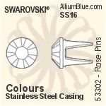 Swarovski Rose Pin (53302), Stainless Steel Casing, With Stones in SS16 - Clear Crystal