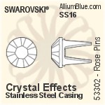 Swarovski Rose Pin (53304), Stainless Steel Casing, With Stones in SS34 - Clear Crystal