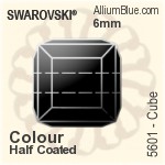 スワロフスキー Cube ビーズ (5601) 6mm - カラー（ハーフ　コーティング）