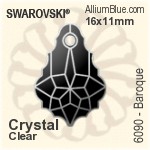 施华洛世奇 羽翼 平底石 (2770) 6x3.5mm - 透明白色 白金水银底