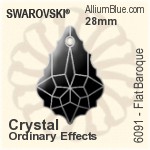 Swarovski Flat Baroque Pendant (6091) 38mm - Clear Crystal With Crystal Print