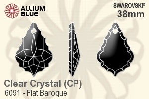 Swarovski Flat Baroque Pendant (6091) 38mm - Clear Crystal With Crystal Print - 关闭视窗 >> 可点击图片