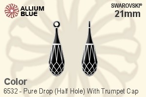 Swarovski Pure Drop (Half Hole) With Trumpet Cap Pendant (6532) 21mm - Color