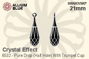 Swarovski Pure Drop (Half Hole) With Trumpet Cap Pendant (6532) 21mm - Crystal Effect