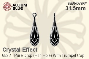 スワロフスキー Pure Drop (Half Hole) Trumpet Cap ペンダント (6532) 31.5mm - クリスタル エフェクト