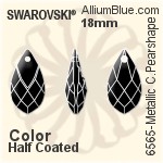 Swarovski Metallic Cap Pear-shaped Pendant (6565) 22mm - Crystal Effect