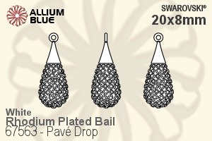 Swarovski Pavé Drop Pendant (67563) 20mm - CE White / Crystal Aurore Boreale With Rhodium Plated Bail - Haga Click en la Imagen para Cerrar
