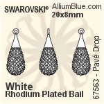 スワロフスキー Pavé Drop ペンダント (67563) 20mm - CE White / Crystal ロジウム メッキ Bail
