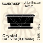 Swarovski Inlay (7165) 14mm - Crystal CAL V SI With Bronze Brushed Casing - Click Image to Close