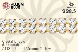 Preciosa Round Maxima 2-Rows Cupchain (7413 7172), Unplated Raw Brass, With Stones in PP18 - Crystal Effects - Haga Click en la Imagen para Cerrar