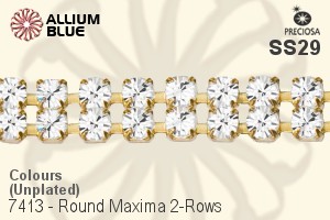Preciosa Round Maxima 2-Rows Cupchain (7413 7182), Unplated Raw Brass, With Stones in SS29 - Colours - 關閉視窗 >> 可點擊圖片
