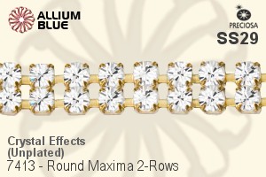 Preciosa Round Maxima 2-Rows Cupchain (7413 7182), Unplated Raw Brass, With Stones in SS29 - Crystal Effects - 關閉視窗 >> 可點擊圖片