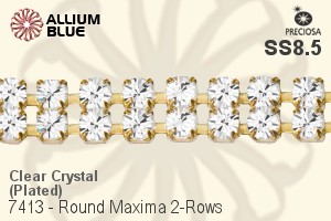 Preciosa Round Maxima 2-Rows Cupchain (7413 7172), Plated, With Stones in PP18 - Clear Crystal
