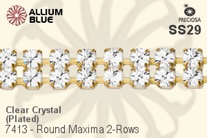 Preciosa Round Maxima 2-Rows Cupchain (7413 7182), Plated, With Stones in SS29 - Clear Crystal