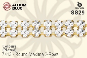 Preciosa Round Maxima 2-Rows Cupchain (7413 7182), Plated, With Stones in SS29 - Colours - Click Image to Close