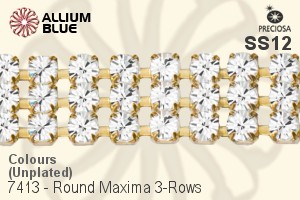 Preciosa Round Maxima 3-Rows Cupchain (7413 7175), Unplated Raw Brass, With Stones in PP24 - Colours - Click Image to Close